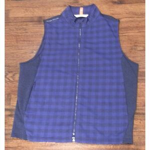 Peter Millar Navy Blue Full Zip Flannel Vest Men's Size XL